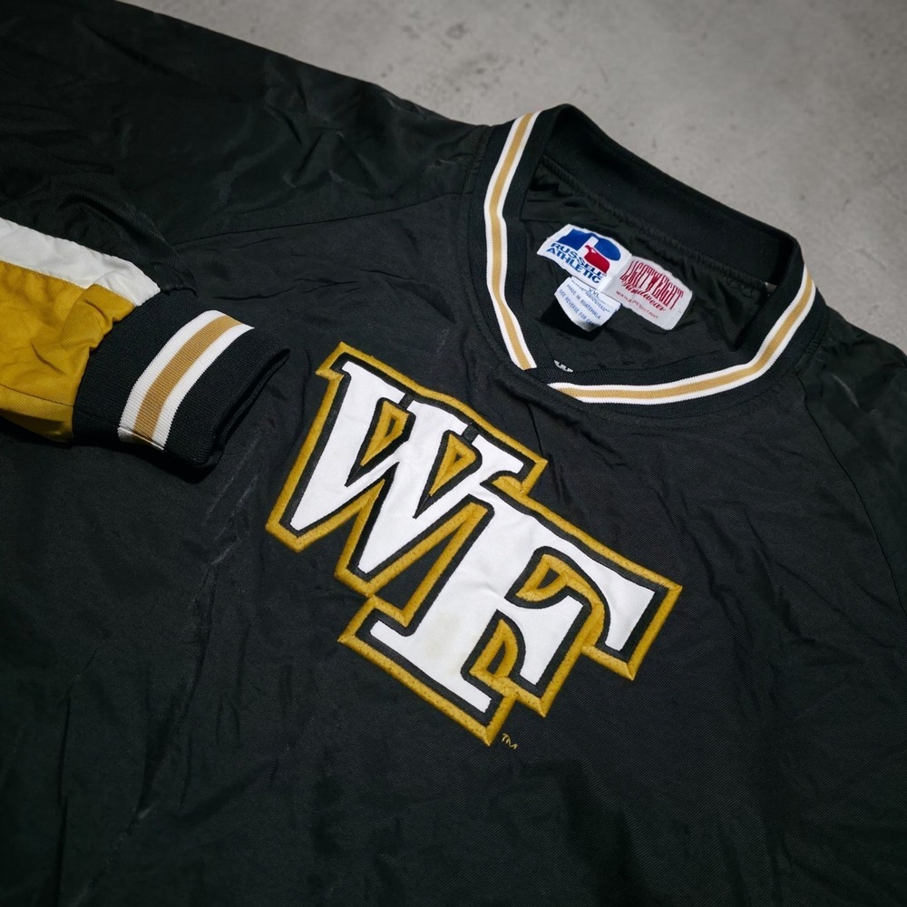 Vintage Russell Wake Forest Windbreaker Sweatshirt Jacket Mens 2XL Side Zip